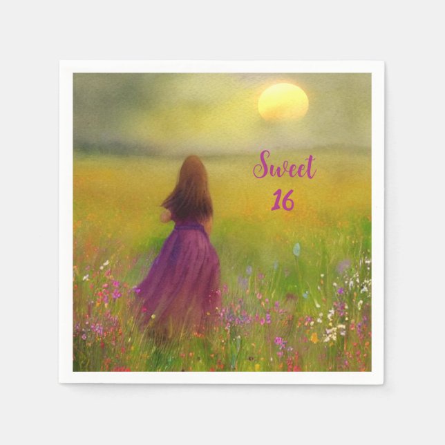 Serviette En Papier Anniversaire 16 ans (Devant)