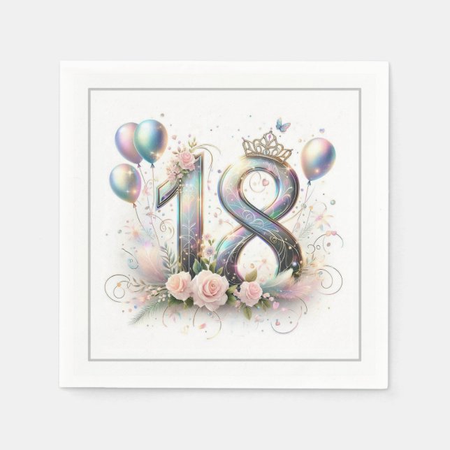 Serviette En Papier Anniversaire 18 ans (Devant)
