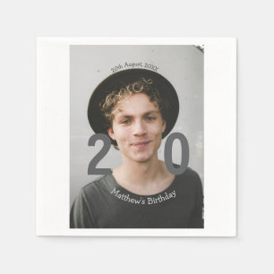 Serviette En Papier anniversaire 20 ans ajouter nom photo date homme b