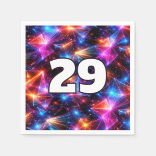 Serviette En Papier Anniversaire 29 ans Néon Polygone Abstrait