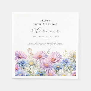 Serviette En Papier Anniversaire 30 ans Fleur de naissance de septembr