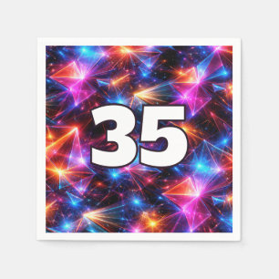 Serviette En Papier Anniversaire 35 ans Néon Polygone Abstrait