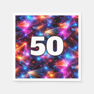 Serviette En Papier Anniversaire 50 ans Néon Polygone Abstrait 