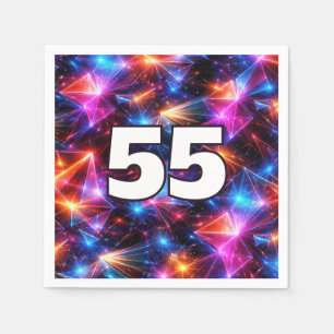 Serviette En Papier Anniversaire 55 ans Néon Polygone Abstrait