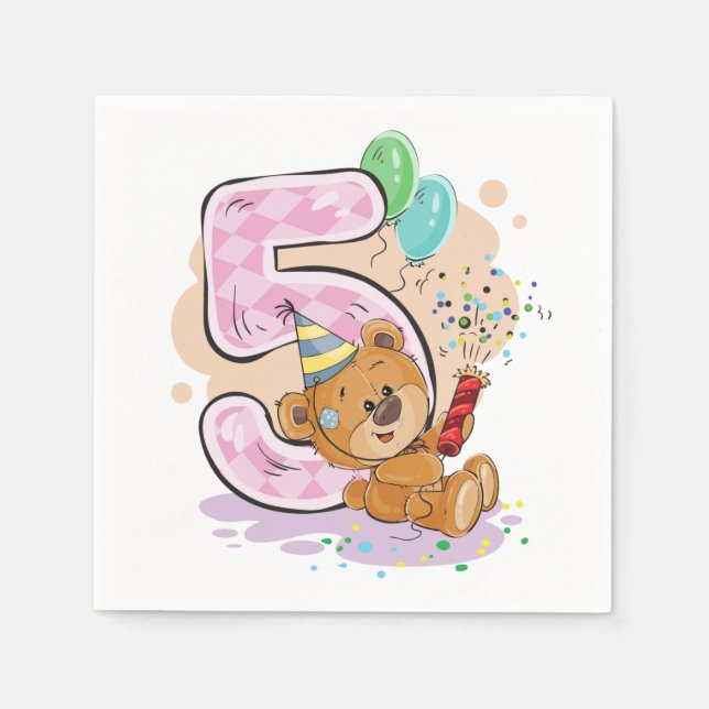 Serviette En Papier Anniversaire 5 ans (Devant)