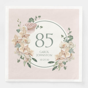 Serviette En Papier Anniversaire 85 ans Floral Tropical