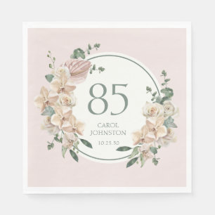 Serviette En Papier Anniversaire 85 ans Floral Tropical
