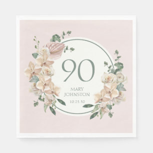 Serviette En Papier Anniversaire 90 ans Tropical Floral
