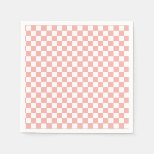 Serviette En Papier Anniversaire à carreaux rétro rose (Devant)
