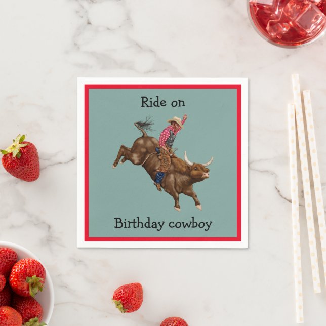Serviette En Papier anniversaire à Cowboy (En situation)