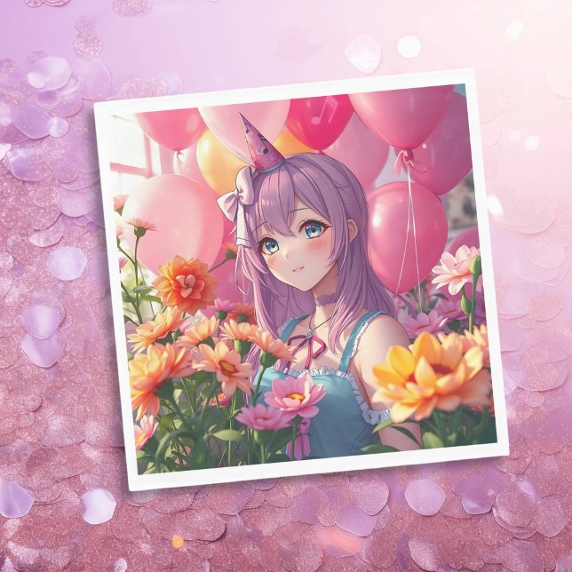 Serviette En Papier Anniversaire à thème Anime fille (Créateur téléchargé)