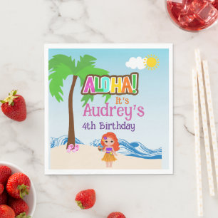 Serviette En Papier Anniversaire Aloha Luau