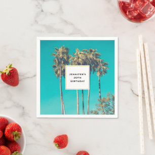 Serviette En Papier Anniversaire ambiance Rétro Palmiers Tropicaux