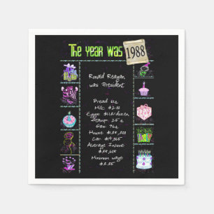 Serviette En Papier Anniversaire Année 1988 Papier de Partie Napkin