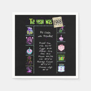 Serviette En Papier Anniversaire Année 1998 Papier de Partie Napkin