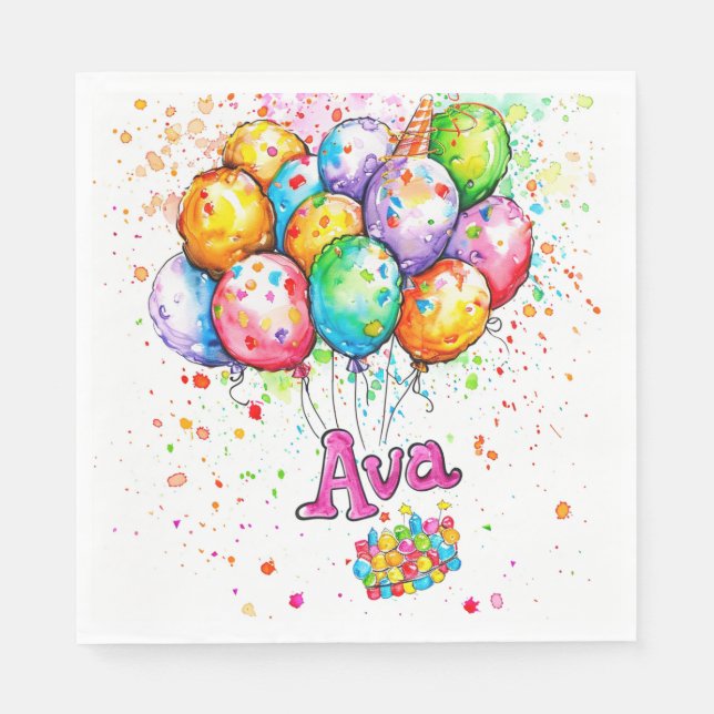 Serviette En Papier Anniversaire Ava (Devant)