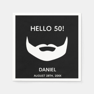 Serviette En Papier Anniversaire barbe noir blanc hommes monogramme