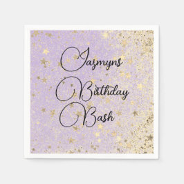 Serviette En Papier Anniversaire Bash Glittery Gold Stars sur Lavender