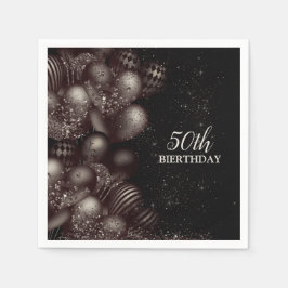 Serviette En Papier Anniversaire Black Parties scintillant Ballons Fêt