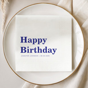 Serviette En Papier Anniversaire Bleu Marine Moderne