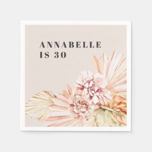 Serviette En Papier Anniversaire bohème moderne pastel floral
