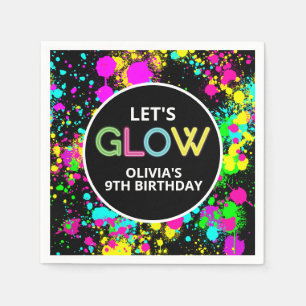 Serviette En Papier Anniversaire brillant de peinture néon