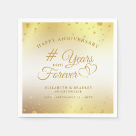 Serviette En Papier Anniversaire Coeurs d'or ans dans jamais Napkins