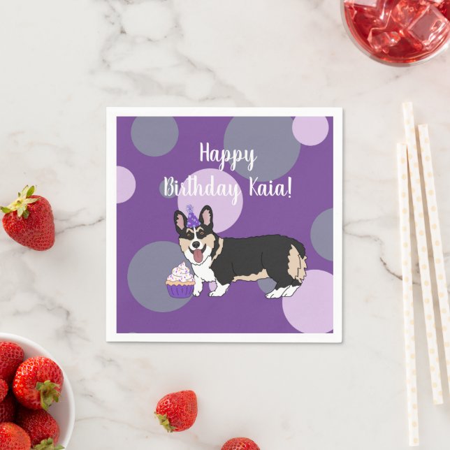Serviette En Papier Anniversaire Corgi (En situation)
