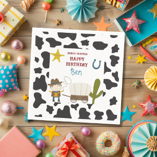 Serviette En Papier Anniversaire Cow-boy avec impression de Vache Mign
