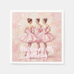 Serviette En Papier anniversaire de ballerine rose coquette