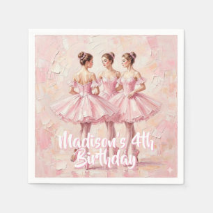 Serviette En Papier anniversaire de ballerine rose coquette