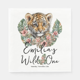 Serviette En Papier Anniversaire de bébé tigreau Safari Aquarelle Wild