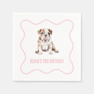 Serviette En Papier Anniversaire de chiot bouledogue mignon carreaux r