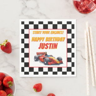 Serviette En Papier Anniversaire de course de voiture Vroom Vroom
