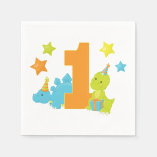 Serviette En Papier Anniversaire de dinosaure de bébé ęr