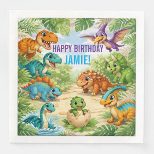 Serviette En Papier Anniversaire de dinosaure pour enfants mignons
