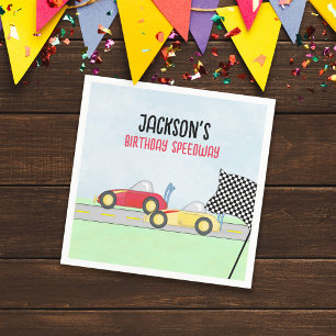 Serviette En Papier Anniversaire de enfant Boy Cartoon Race Cars Cute