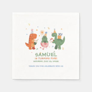 Serviette En Papier Anniversaire de enfant de dinosaures enfantins col