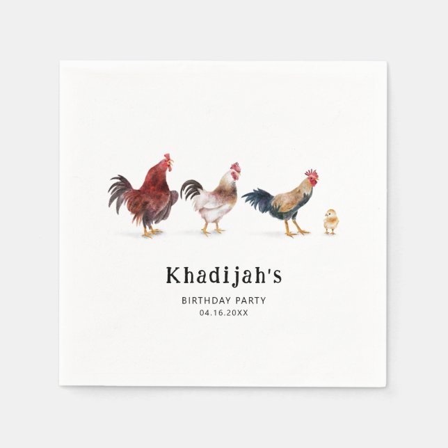 Serviette En Papier Anniversaire de enfant de poulet de ferme (Devant)