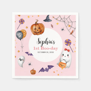 Serviette En Papier Anniversaire de enfant d'Halloween Éffrayant rose 