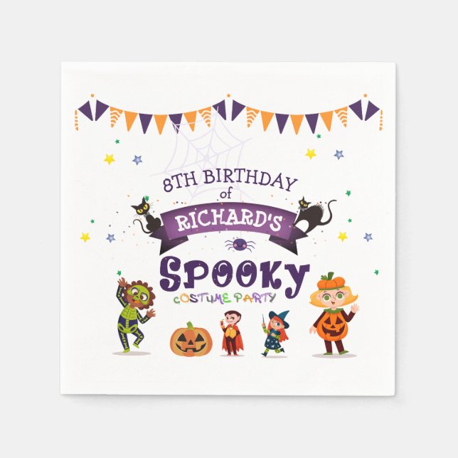 Serviette En Papier Anniversaire de enfant du costume d'Halloween éffr (Devant)