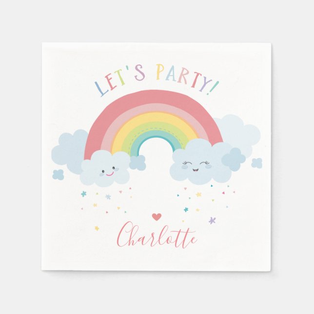Serviette En Papier ANNIVERSAIRE DE ENFANT LET'S PARTY couleurs pastel (Devant)