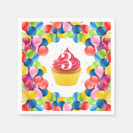 Serviette En Papier Anniversaire de enfant N'IMPORTE QUEL ÂGE cupcake 