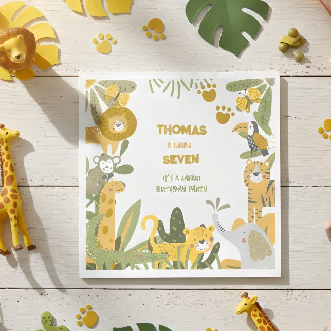 Serviette En Papier Anniversaire de enfant safari sauvage (Créateur téléchargé)