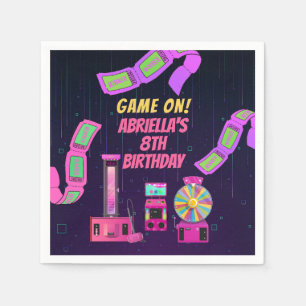 Serviette En Papier Anniversaire de Filles de Jeux et de Bornes d'Arca