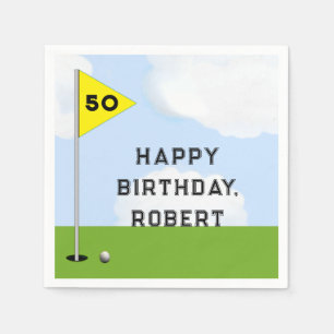Serviette En Papier Anniversaire de golf personnalisé