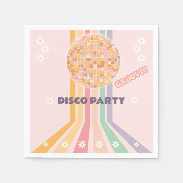 Serviette En Papier Anniversaire de la discothèque Retro super Daisy (Devant)