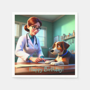 Serviette En Papier Anniversaire de la femme vétérinaire