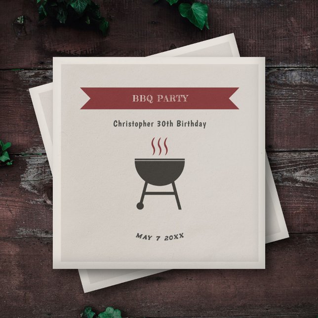 Serviette En Papier Anniversaire de la fête du barbecue (BBQ Party Birthday Napkin)