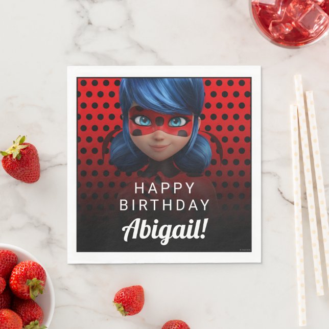 Serviette En Papier Anniversaire de la fille de la coccinelle (En situation)